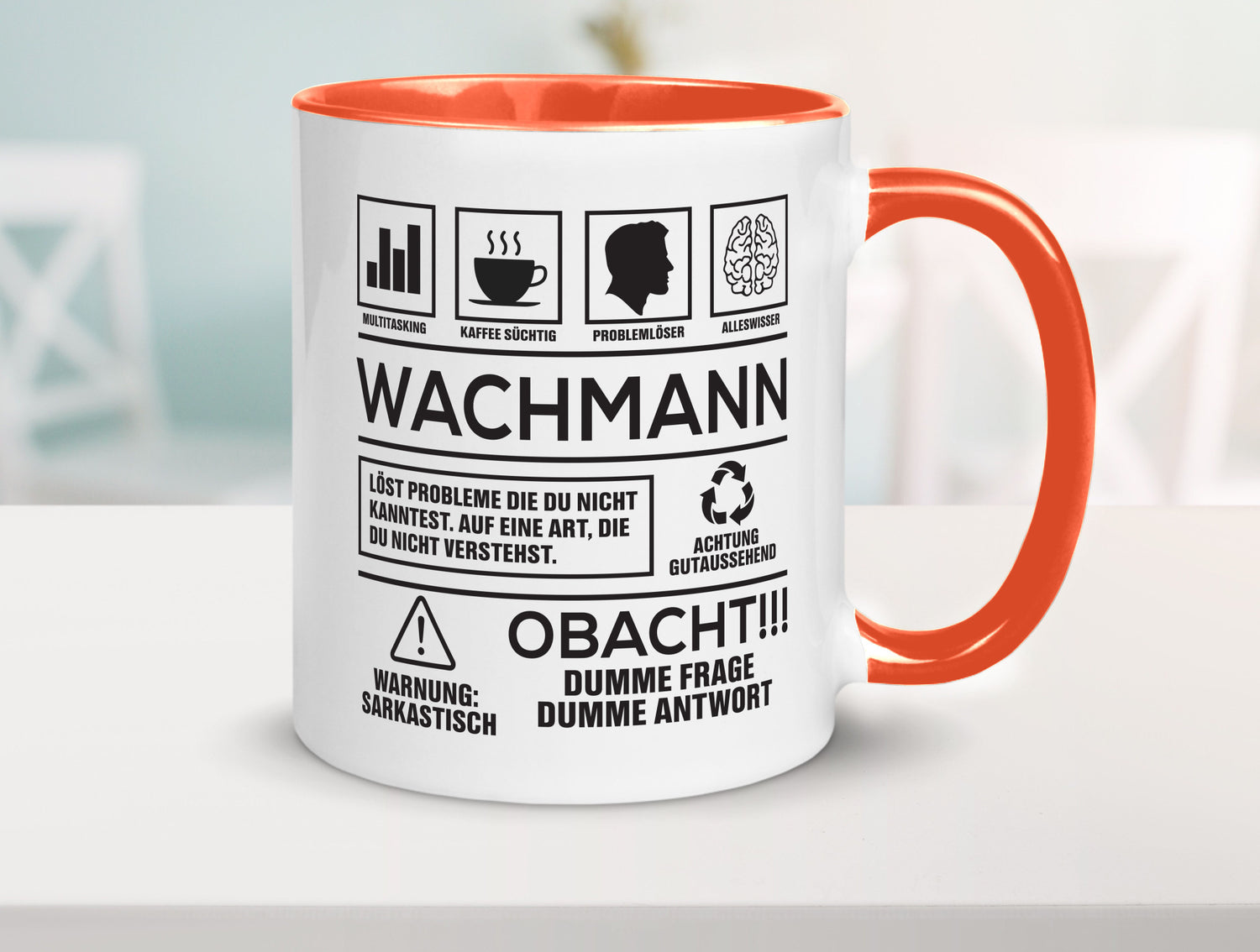 Achtung Probleme Wachmann | Wachpersonal Nachtwächter Geschenkidee Humor Tasse