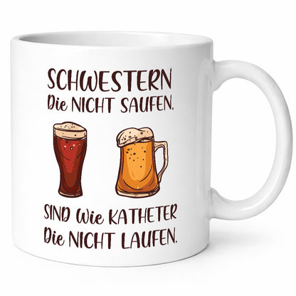 Schwestern die nicht saufen, Katheder laufen | Gläser lustiger Spruch Geschenk