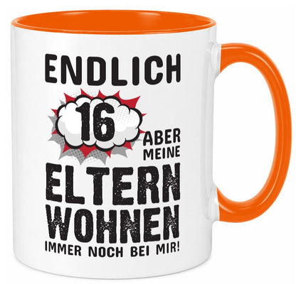 Endlich 16 | Geburtstag Tasse lustiges Statement lustiger Spruch Geschenk