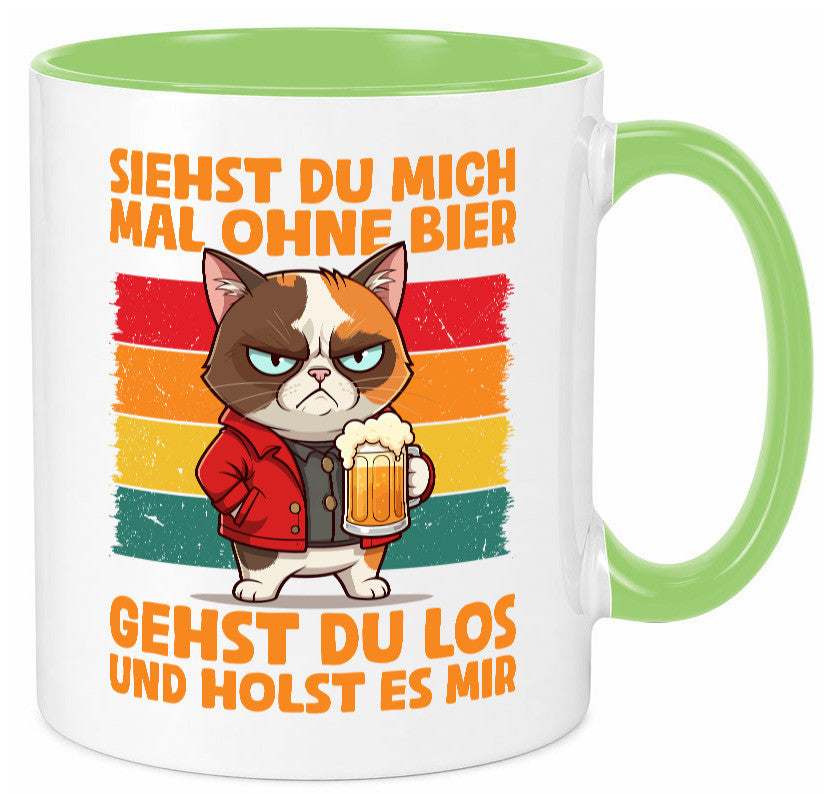 Siehst du mich ohne bier | Katze Biertrinker Geschenk Tierliebhaber Humor Tasse