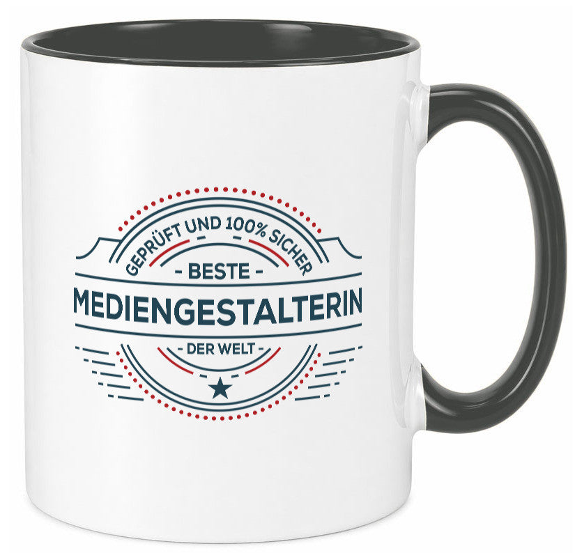 Geprüft und sicher: Mediengestalterin | Medien lustiger Spruch Geschenk Humor