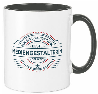 Geprüft und sicher: Mediengestalterin | Medien lustiger Spruch Geschenk Humor
