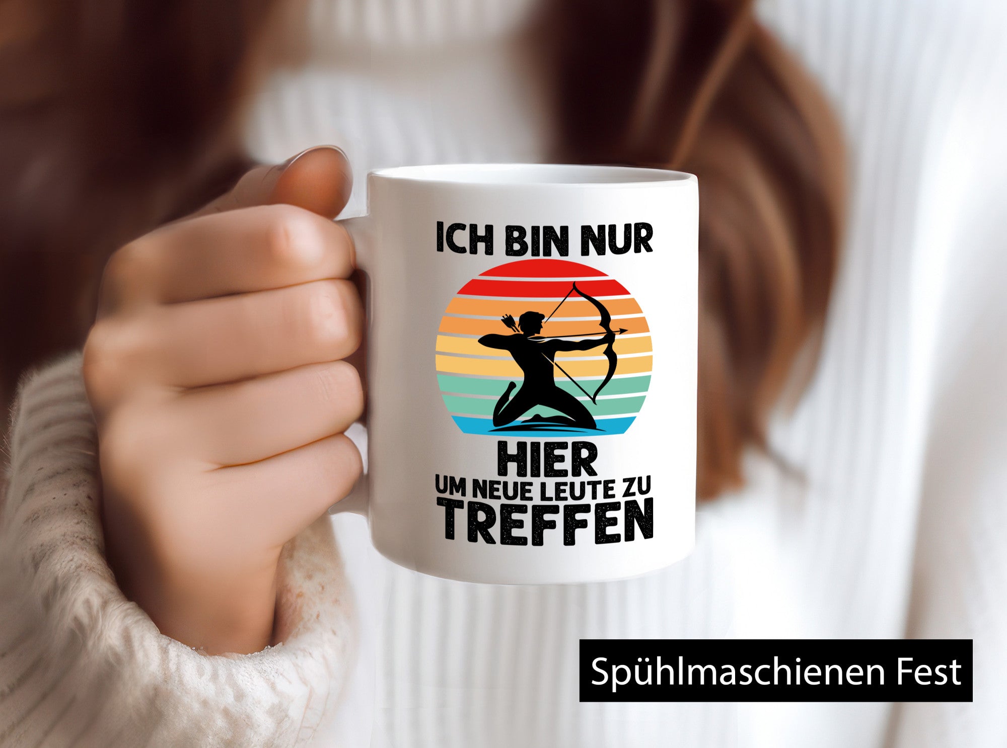 Nur hier um neue Leute zu treffen | Bogenschütze Humor Geschenkidee Tasse