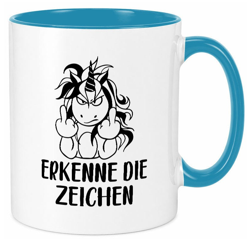Erkenne die Zeichen | Stinkefinger Humor Geschenkidee Tasse
