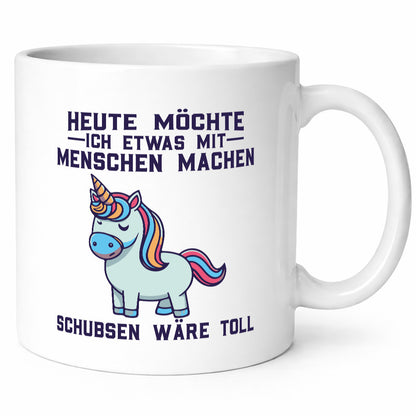 Heute möchte ich Menschen schubsen | Einhorn v2 Geschenk Humor Geschenkidee