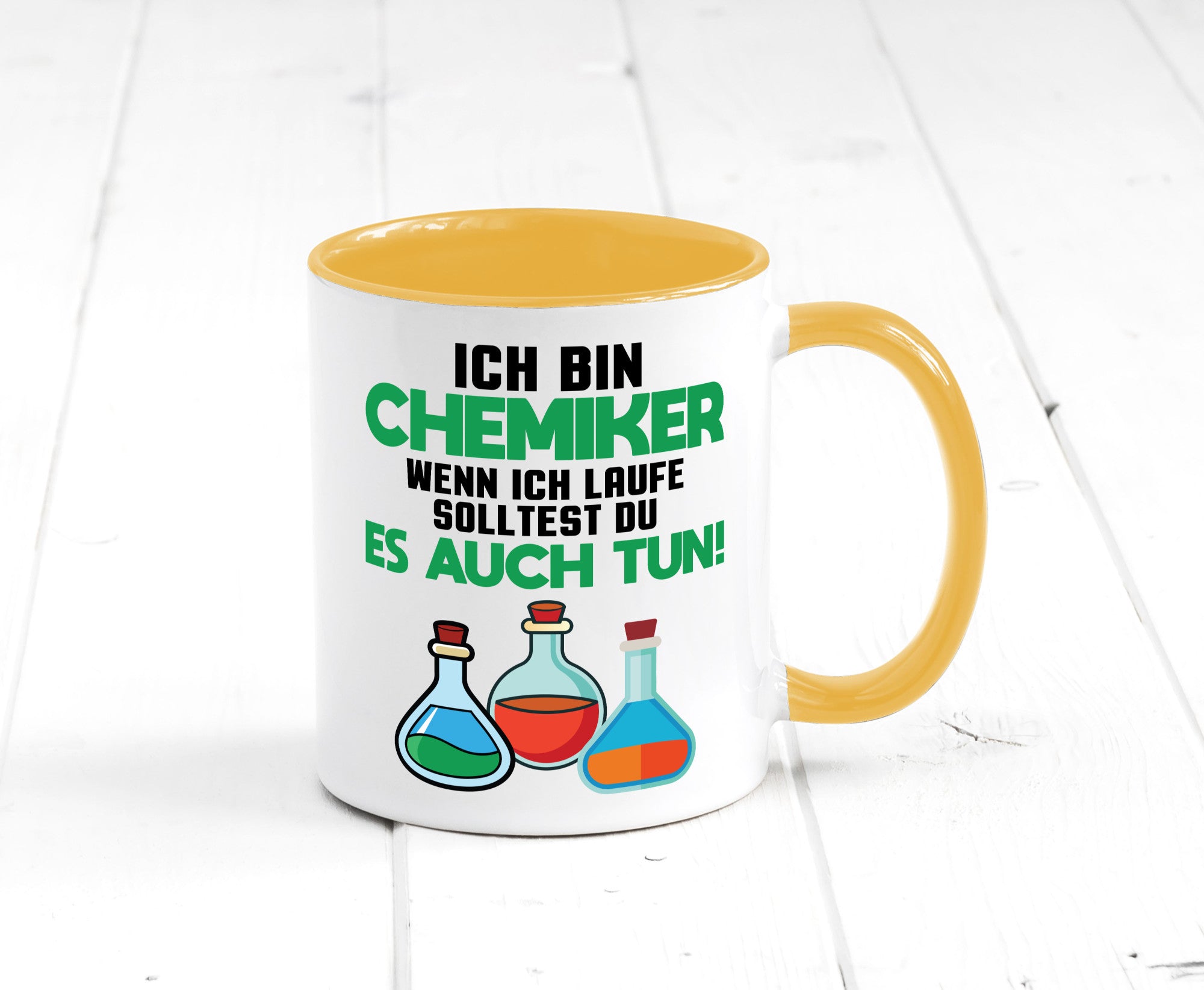 Ich bin chemiker wnen laufe solltest du es auch tun Humor Geschenkidee Tasse