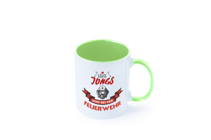 Echte Jungs sind bei der Feuerwehr | Feuerwehrmann lustiger Spruch Geschenk Tasse