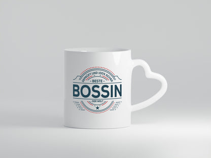Geprüft und sicher: Bossin | Führungskraft Vorgesetzte Geschenkidee Humor Tasse