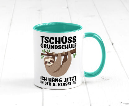 Tschüss Grundschule ich häng jetzt in der 5. Klasse ab Humor Geschenkidee Tasse