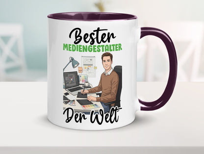 Bester Mediengestalter | Medien v2 Geschenk Humor Geschenkidee lustiger Spruch Tasse