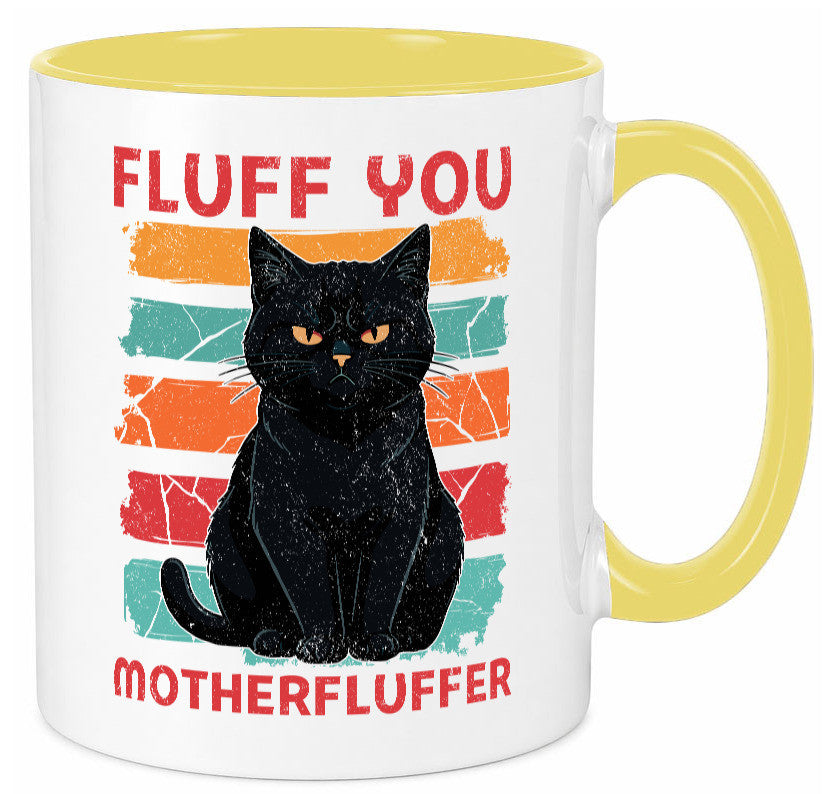 Fluff you Motherfluffer | Schwarze Katze Böse Humor Tierliebhaber Geschenkidee