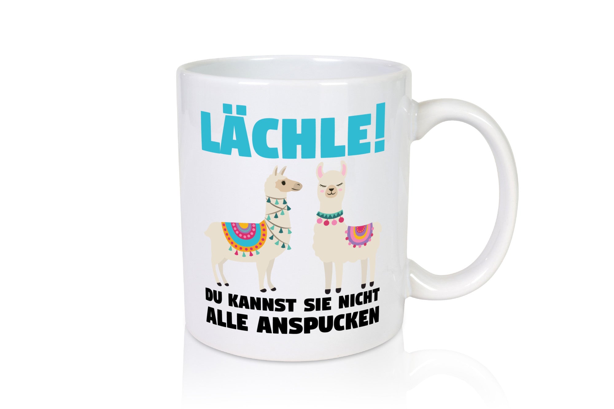 Lächle! | Lama Tasse lustiger Spruch Gelassenheit Humor Geschenkidee