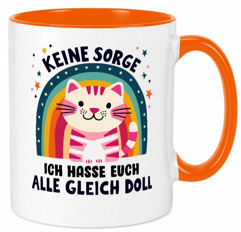 Ich hasse euch alle gleich doll | Katze Sarkasmus lustig Tierliebhaber Humor Tasse