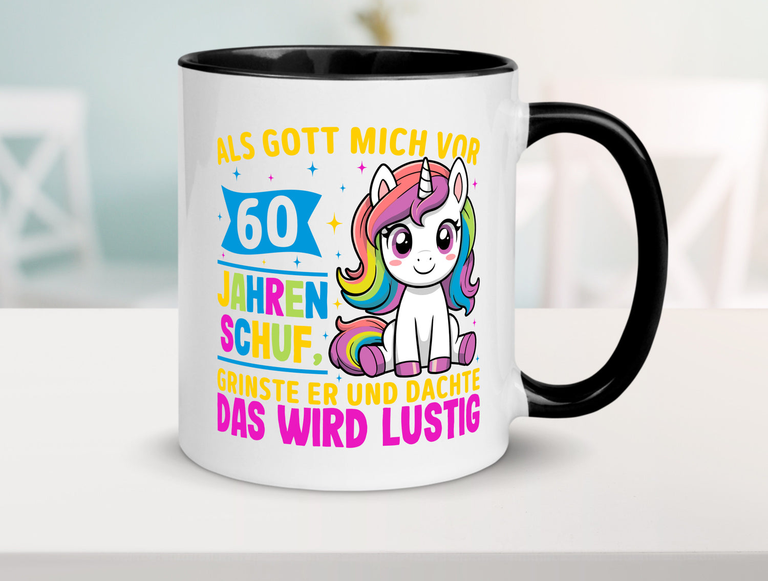 60. Geburtstag | Als Gott mich schuf 40 Jahre Geschenkidee Humor Tasse