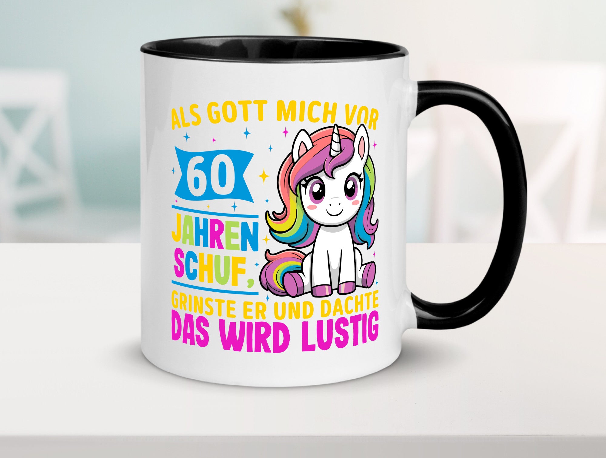 60. Geburtstag | Als Gott mich schuf 40 Jahre Geschenkidee Humor Tasse