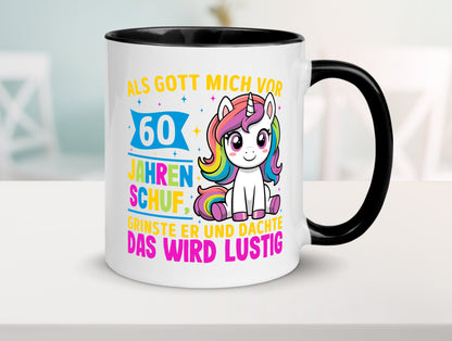60. Geburtstag | Als Gott mich schuf 40 Jahre Geschenkidee Humor Tasse