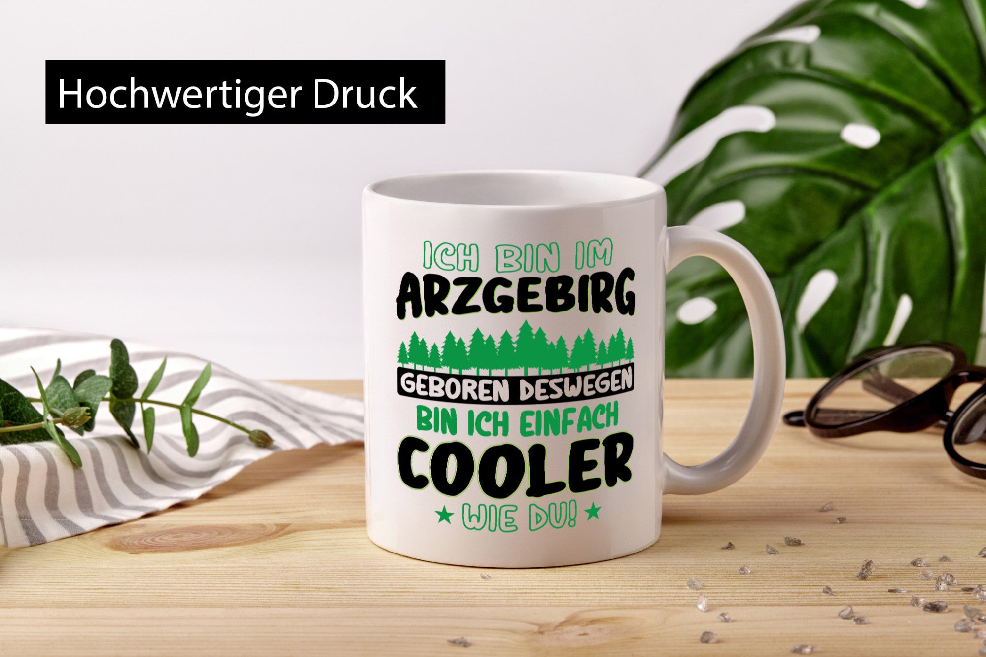 Ich bin im Arzgebirge geboren | Gebirge Sterne Humor Geschenkidee Tasse