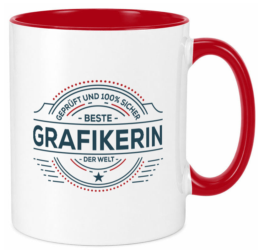 Geprüft und sicher: Grafikerin | Grafik Design Humor Geschenkidee Tasse