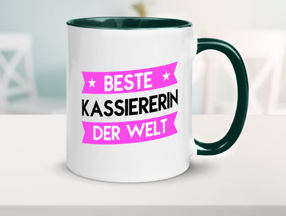 Beste Kassiererin lustiger Spruch Geschenk Humor Geschenkidee Tasse