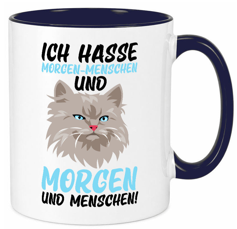 Ich hasse Morgenmenschen | Morgenmuffel mürrische Katze Geschenkidee Tasse