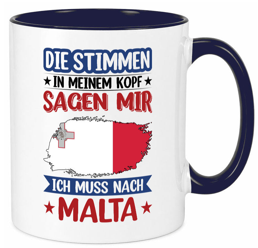 Malta | Urlaub Stimmen in meinem Kopf Traumland lustiger Spruch Geschenk Humor Tasse