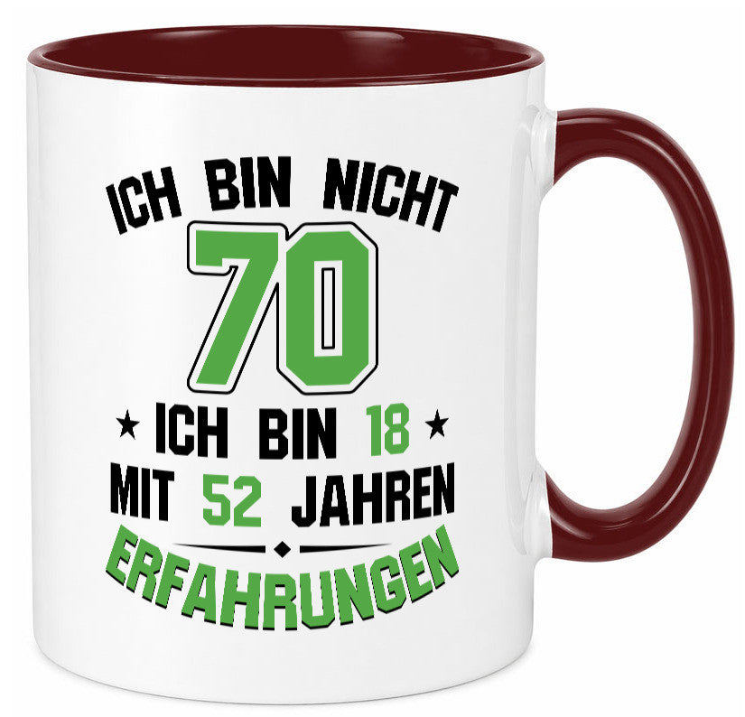 Ich bin nicht 70 | Rentner Viel erfahrung im leben lustig Ruhestand Jubiläum Tasse
