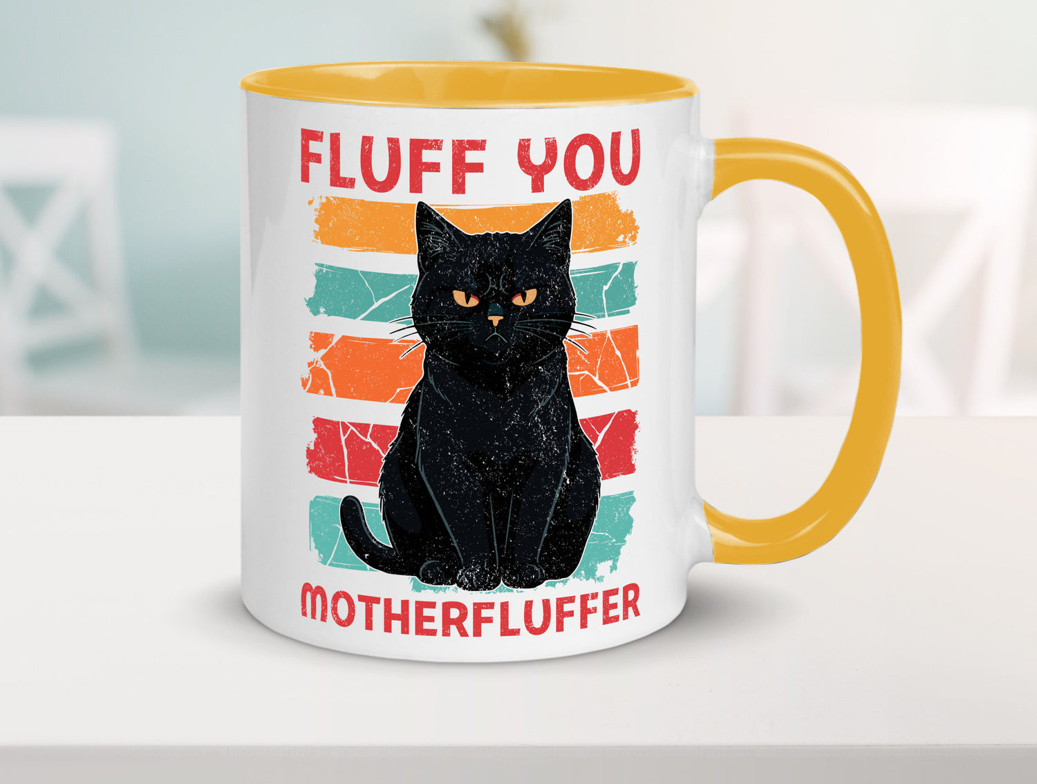 Fluff you Motherfluffer | Schwarze Katze Böse Humor Tierliebhaber Geschenkidee