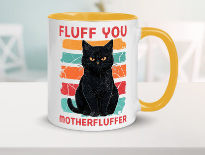 Fluff you Motherfluffer | Schwarze Katze Böse Humor Tierliebhaber Geschenkidee