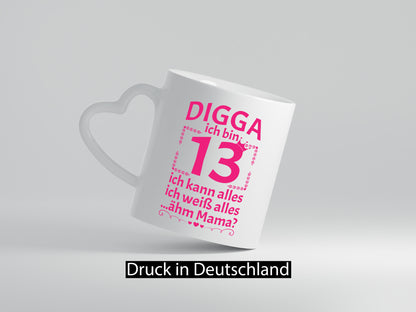Ich bin 13 | Geburtstag kann und weiß alles Herzchen Geschenkidee Humor Tasse