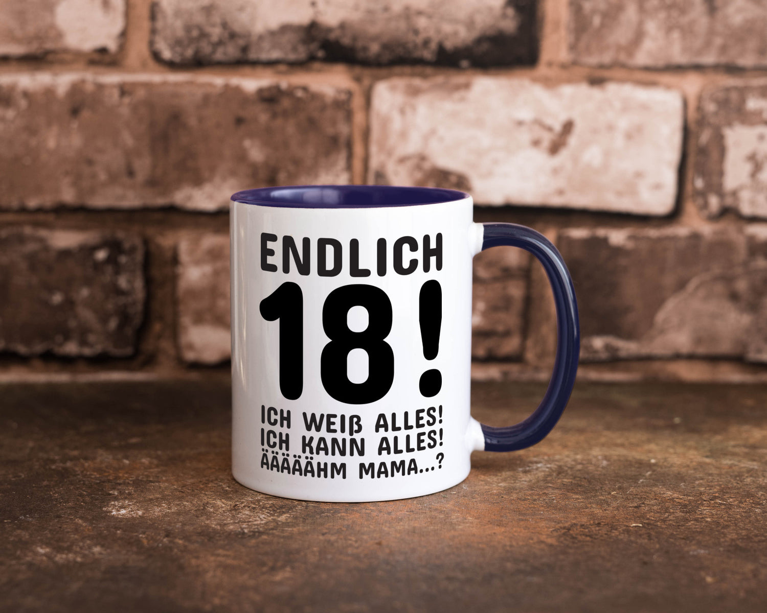 Endlich 18 | Geburtstag Tasse volljährig Erwachsen lustig Geschenkidee Geschenk