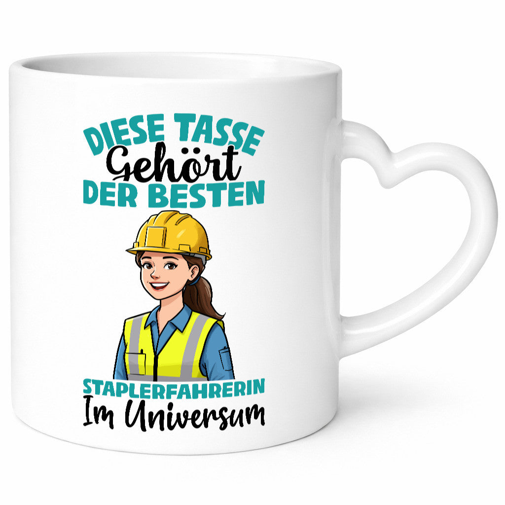 Im Universum: Staplerfahrerin | Gabelstapler Humor Geschenkidee Tasse