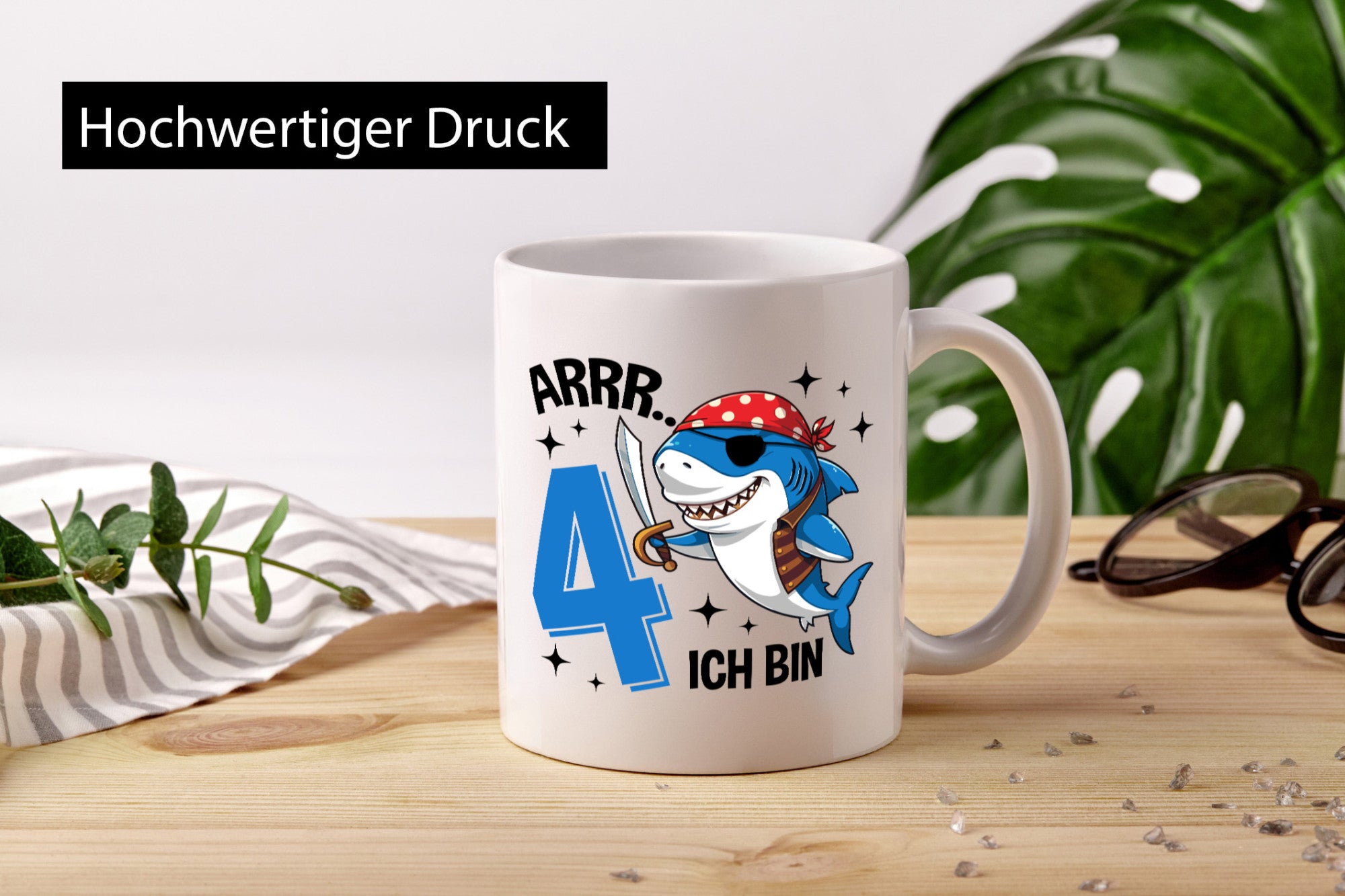4. Geburtstag | 4 Jahre Arr Pirat Hai Piraten Humor Geschenkidee Tasse