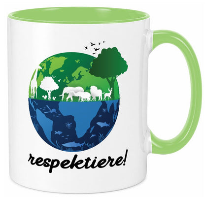 Respektiere | Tiere mit Respekt behandeln lustiger Spruch Geschenk Tasse