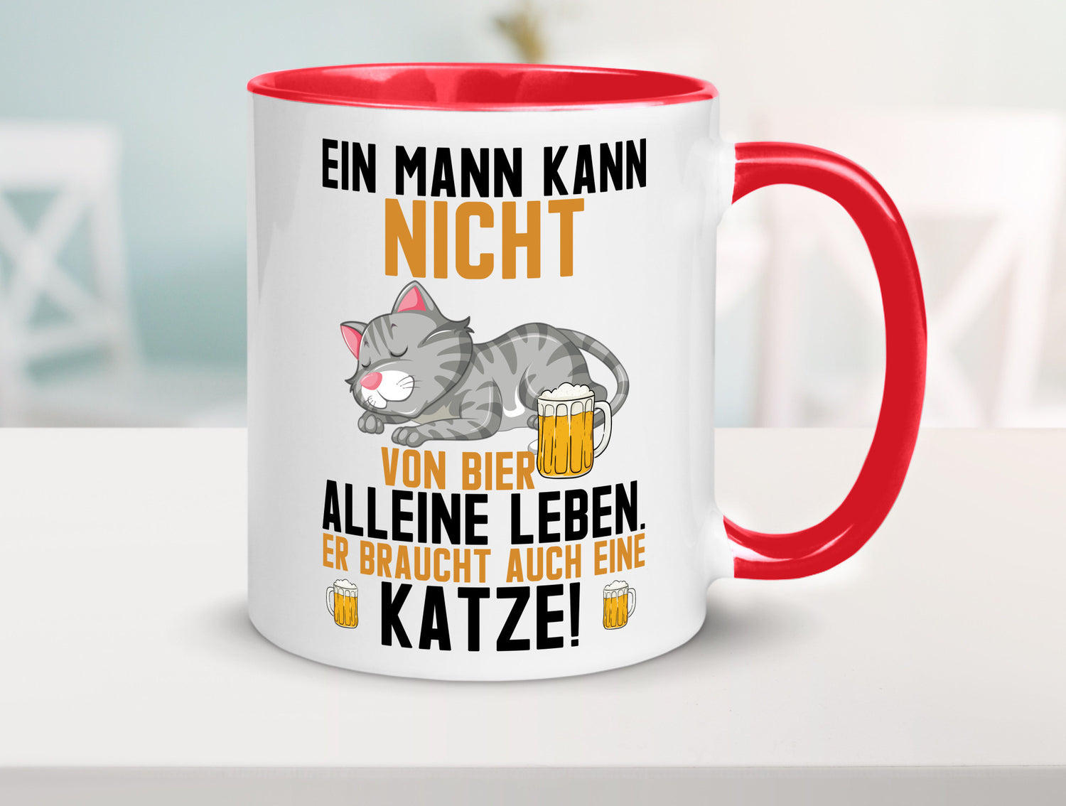 Von Bier leben | Mann braucht eine Katze Katzenliebhaber Geschenk Tierliebhaber