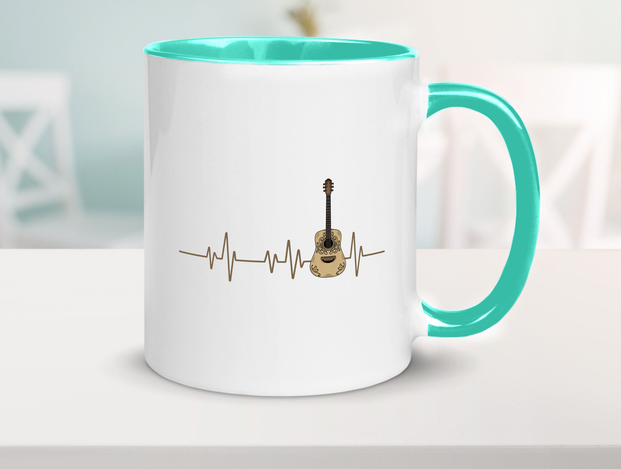 Gitarre Herzschlag | Motiv Musiker Rock Musik lustig Humor Geschenkidee