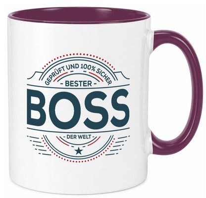 Geprüft und sicher: Boss | Führungskraft Vorgesetzter lustiger Spruch Geschenk Tasse