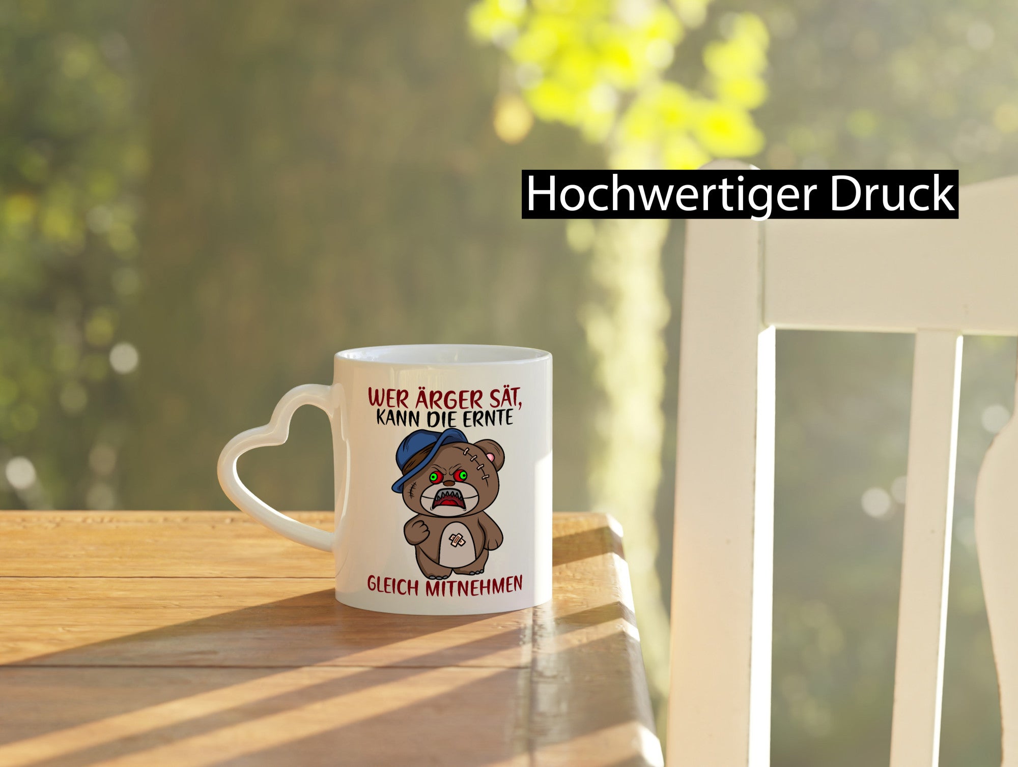 Wer Ärger sät | wütender Bär Comic frecher Spruch Humor Geschenkidee Tasse
