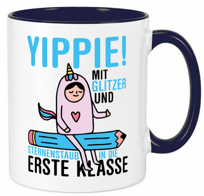 Mit Glitzer und Sternenstaub | Einschulung Einhorn lustiger Spruch Geschenk