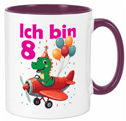 8. Geburtstag | 8 Jahre Drache Flugzeug Geschenk Geschenkidee lustiger Spruch Tasse
