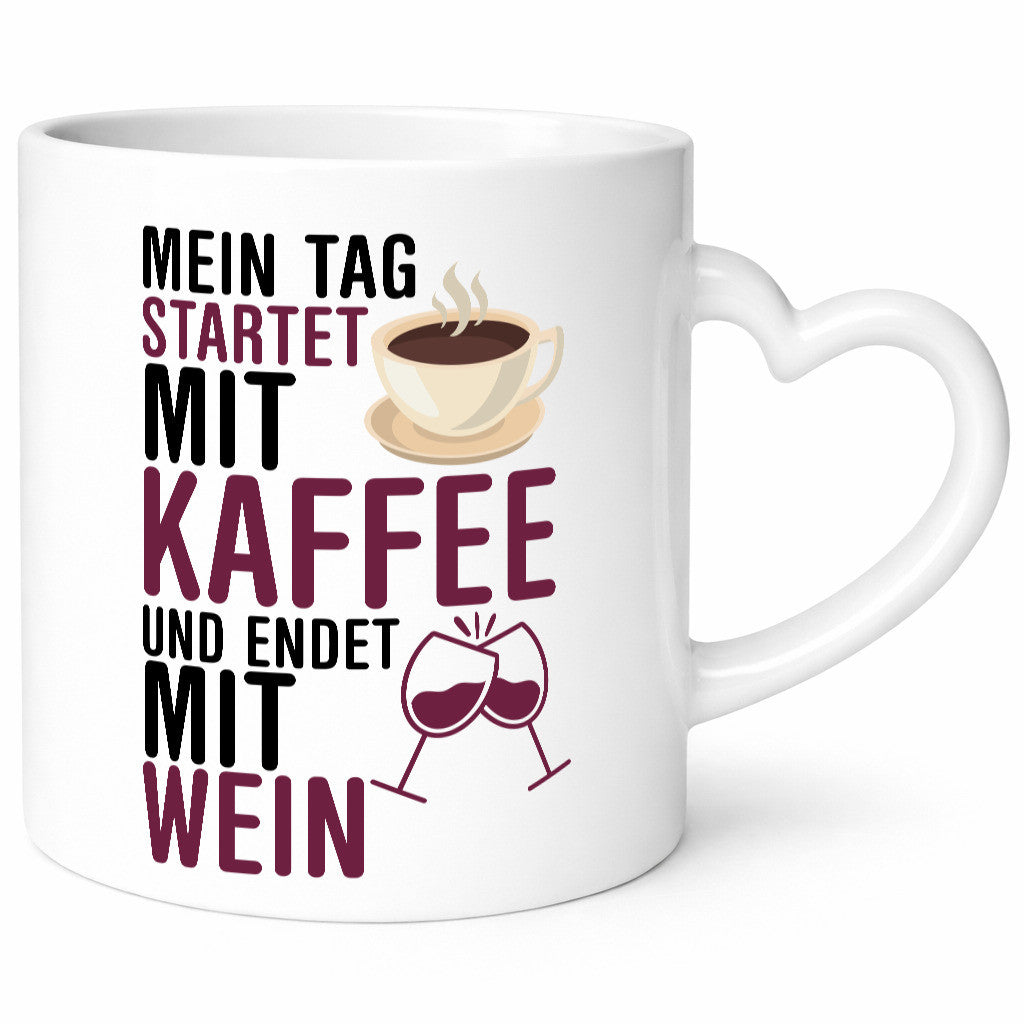 Mit Kaffe und Wein | Kaffeeliebhaber Weinliebhaber Geschenkidee Humor Tasse