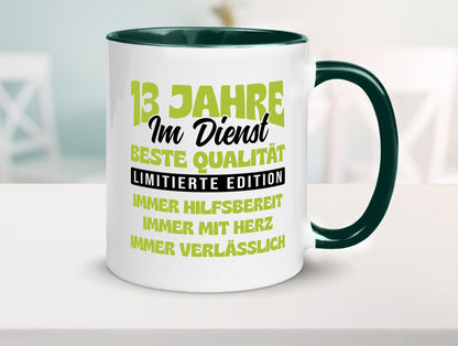 13 Jahre im Dienst | Jubiläum Arbeit v4 lustig Kollegen Büro Geschenk Tasse