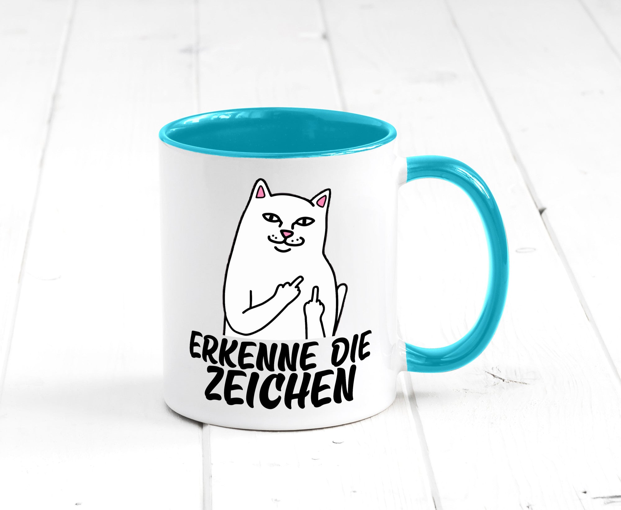 Erkenne die Zeichen | Katze Schatten Mittelfinger Geschenk Tierliebhaber Humor