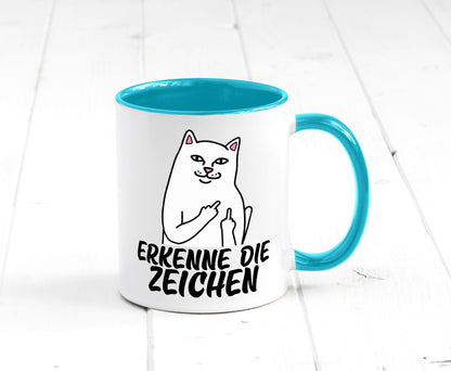 Erkenne die Zeichen | Katze Schatten Mittelfinger Geschenk Tierliebhaber Humor