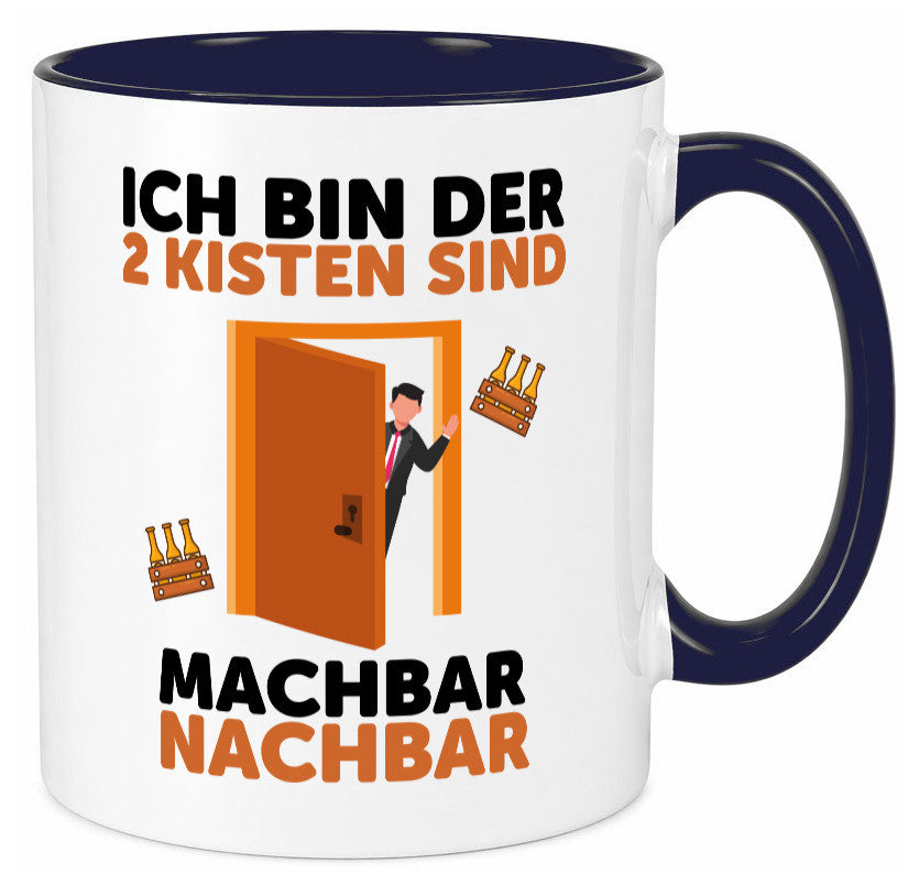 2 Kisten Bier | witziger Spruch Nachbar Einweihung Humor Geschenkidee Tasse