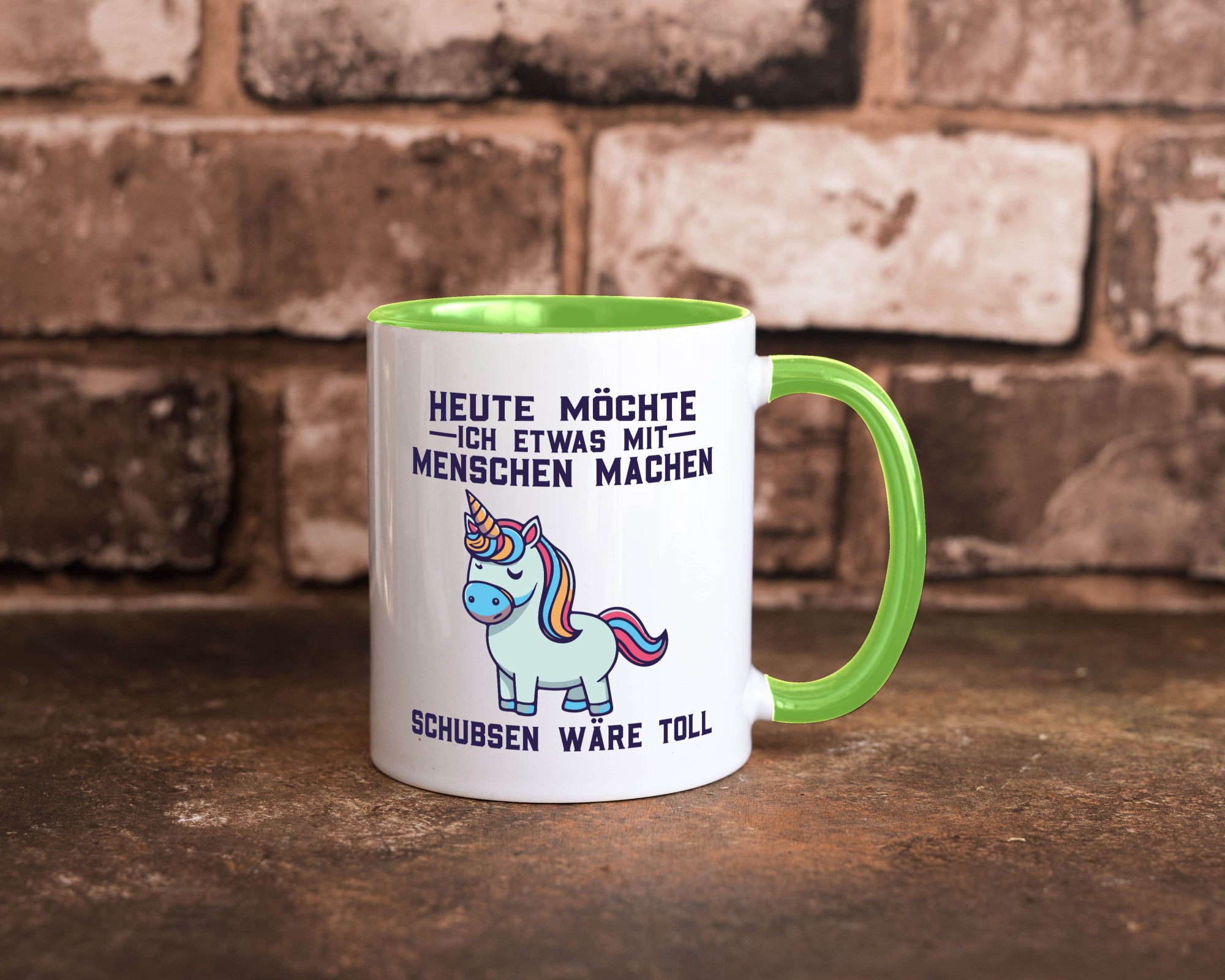 Heute möchte ich Menschen schubsen | Einhorn v2 Geschenk Humor Geschenkidee