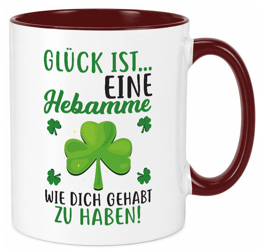 Hebamme Dankeschön | Dankes Tasse Kleeblätter Glück Humor Geschenkidee