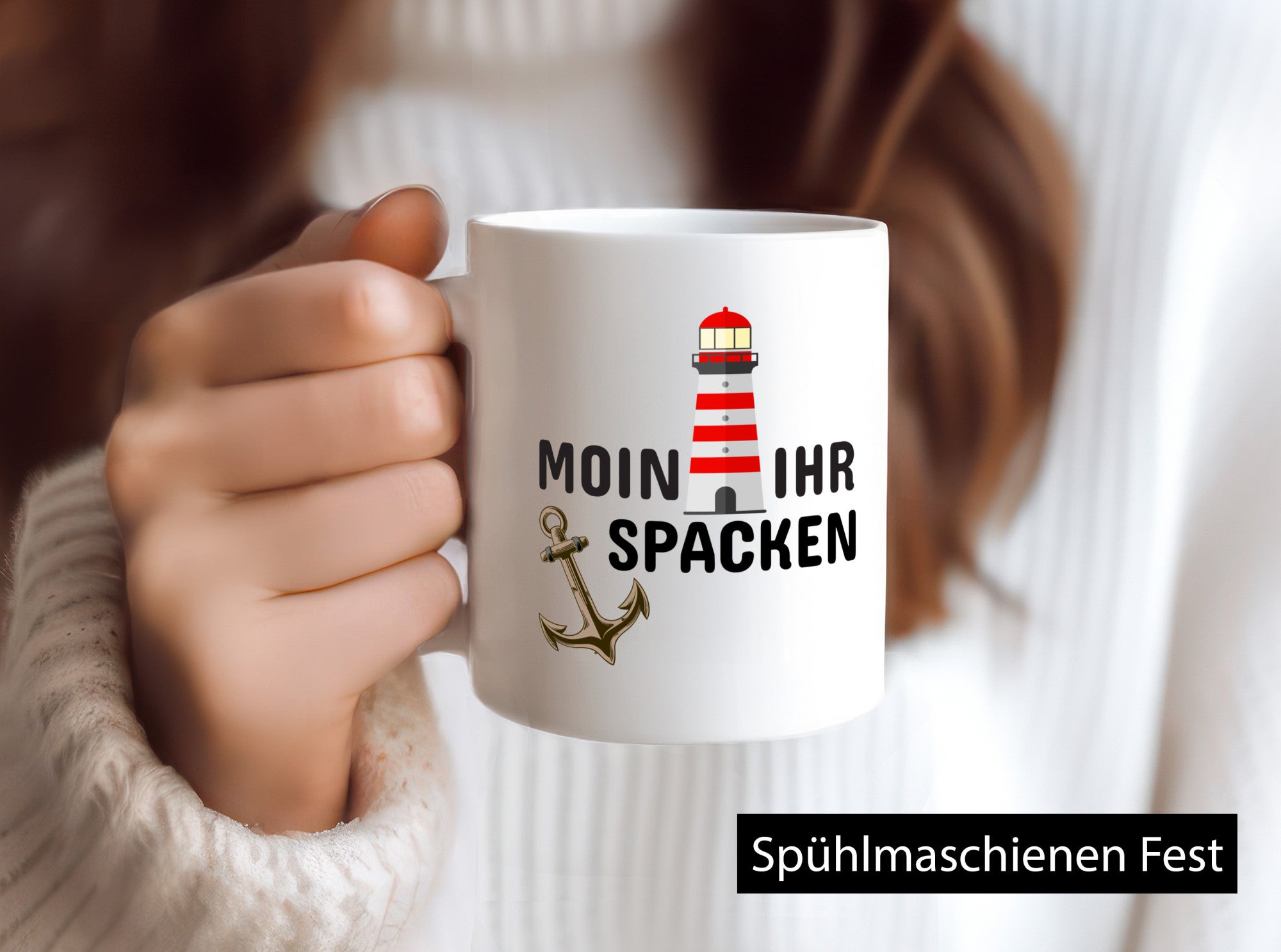 Moin Ihr Spacken | Norddeutscher Tasse Leuchtturm Geschenkidee Humor