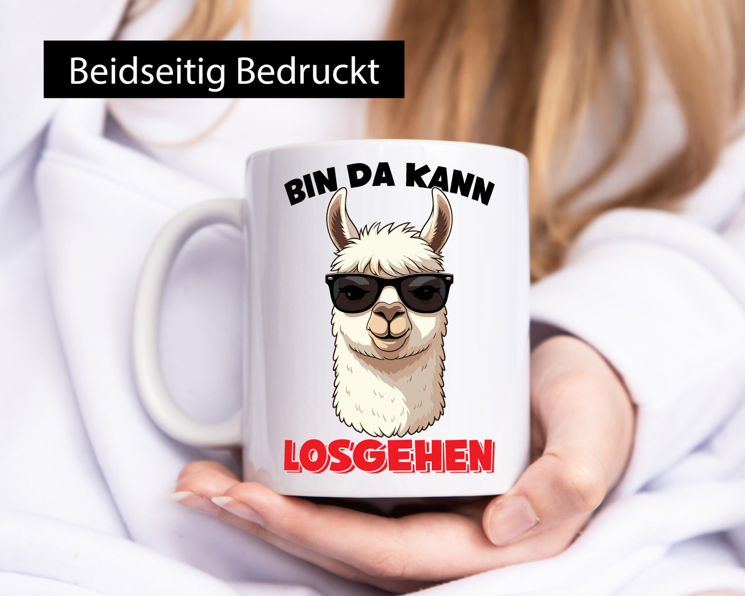 Bin da kann losgehen | Lama Alpaka lustig Humor Geschenkidee Geschenk Tasse