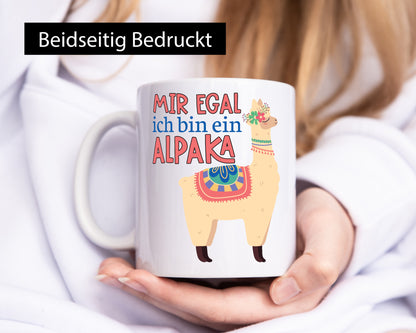 Mir egal, ich bin ein Alpaka | Lama Juckt mich nicht Geschenkidee Humor Tasse