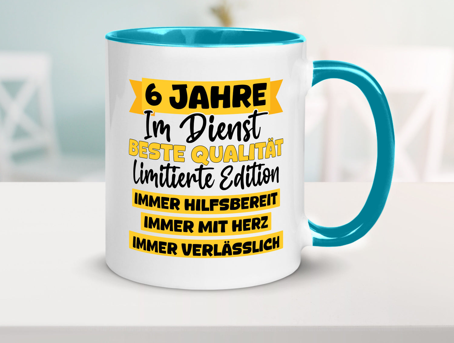 6 Jahre im Dienst | Jubiläum Arbeit v8 Geschenkidee Kollegen Büro Humor Tasse